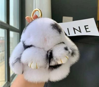 Fluffy Real Rabbit Fur Pompon Bunny Keychain Women Cute Girls