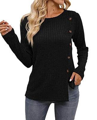 Funlingo Womens Long Sleeve Tunic Tops to Wear with Leggings Casual Dressy  Shirts Long Sweater Black M - Yahoo Shopping