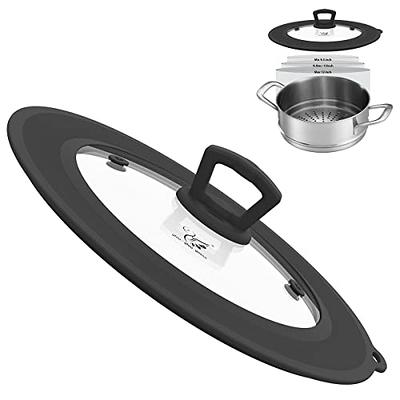 Universal Lid for Pans, Pots and Skillets Vented Tempered Glass with  Graduated Rim Fits 10 inch, 11 inch, 12 inch Cookware Heat Resistant Handle  Food