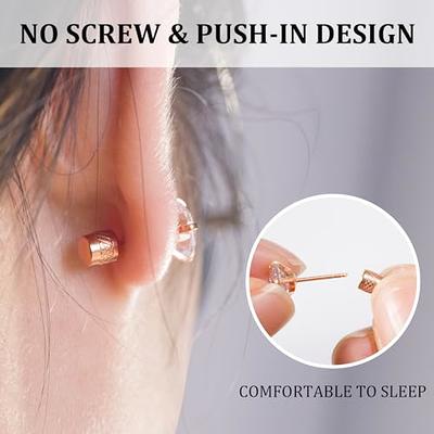  4 Pairs Cubic Zirconia Flat Back Stud Earrings, Screw Back  Earrings for Women/Men, Hypoallergenic Stainless Steel Cartilage Earring  Flat Back(4MM) : Handmade Products