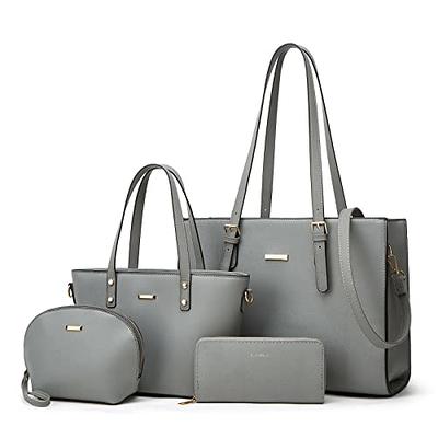 Women Fashion Synthetic Leather Handbags Tote Bag Shoulder Bag Top Handle  Satchel Purse Set 4pcs