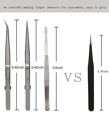 Slide Locking Tweezers Stainless Steel Fine Tipped Precision Tweezers  Straight Industrial Tweezers for Jewelry Craftsmanship Soldering 