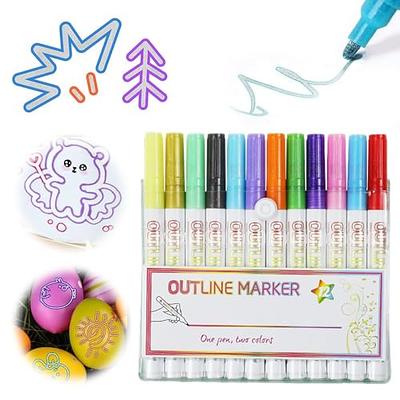 ARTISTRO Outline Markers, 16 Outline Pens, 5 Cards, Gold and Silver Metallic  Outline Markers, Double Line Outline Pens, Self-Outline Metallic Markers.  Perfect for Doodling, Drawing and Calligraphy - Yahoo Shopping