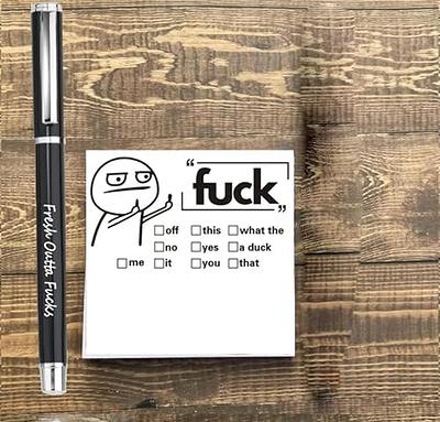 Fresh Outta Fucks Pad and Pen,Funny Sticky Notes and Pen Set,White Elephant  Gift, Novelty Pen Desk Accessory, Fun Gifts for Friends (1*Red) - Yahoo  Shopping