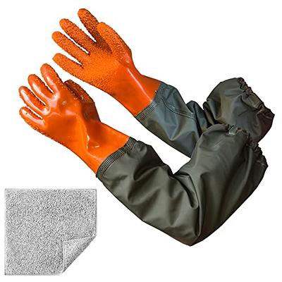 LANON Nitrile Chemical Resistant Gloves, Reusable Heavy Duty Safety Work  Gloves, Acid, Alkali and Oil Protection, 18 Length, Non-Slip, XL 