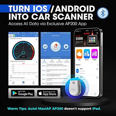  Autel MaxiAP AP200 OBD2 Scanner Bluetooth Wireless OBDII Auto  Diagnostic Tool with Full System Diagnostic, 19 Reset Functions, AutoVIN,  Check Engine Light Code Reader for iPhone Android : Automotive