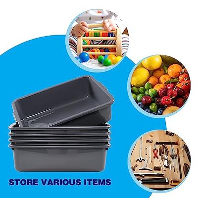 Tstorage 3 Packs Plastic Storage Baskets, Gray