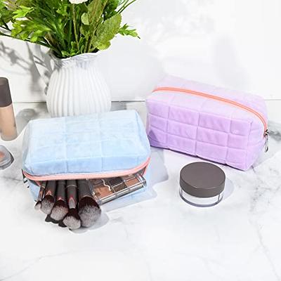  SOIDRAM 2 Pieces Makeup Bag Large Checkered Cosmetic Bag Brown  Capacity Canvas Travel Toiletry Bag Organizer Cute Makeup Brushes Aesthetic  Accessories Storage Bag for Women : Beauty & Personal Care