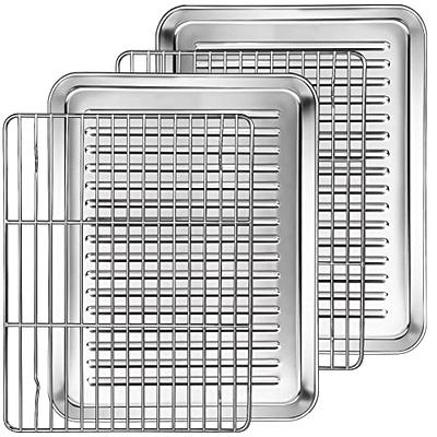 Baking Tray with Rack Set of 2, Stainless Steel Baking Sheet Pan with  Cooling Rack, Non Toxic & Healthy, Easy Clean & Dishwasher Safe - 2 Pack 