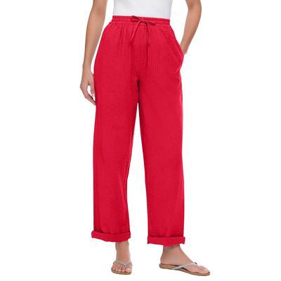 Plus Size Women's Seersucker Pant by Woman Within in Vivid Red