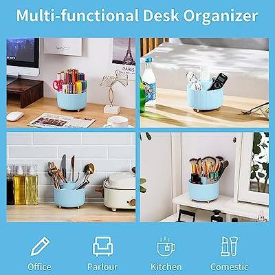 Marbrasse 3 Pcs Big Desk Organizer- Pen Organizer Storage for Office,  School, Home Supplies, Translucent White Pen Storage Holder, High Capacity,  Set