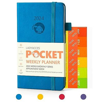 POPRUN Small Planner 2023-2024 (4''x 6.25'') Academic Planner Weekly and  Monthly (July 23-June 24) Leather Hard Cover, Planner with Hourly Time  Slot