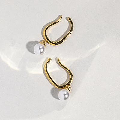 Pearl Cuff Earrings, Gold Ear Cuffs, Hoop Clip on Earrings, Comfortable  Clip Earrings for Mask, Non Pierced Earrings, Painless Earcuffs 