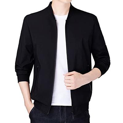 MKYOKO Men Casual Long Sleeve Autumn Winter Stand Neck Top Blouse Coat  Jacket With Pockets Jacket in A Pouch (Black, M) - Yahoo Shopping