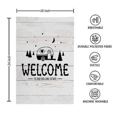 Happy Camper Dish Towel - White Or Gray