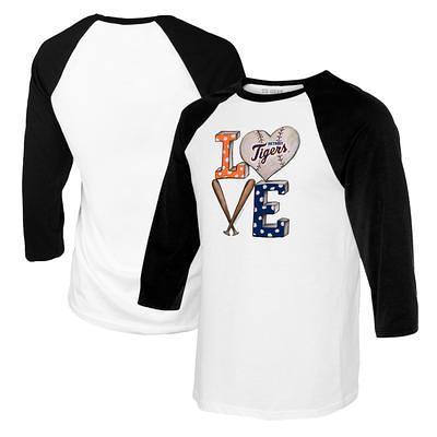 Women's Tiny Turnip White/Black Detroit Tigers Baseball Love Raglan  3/4-Sleeve T-Shirt - Yahoo Shopping