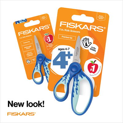 NEW Fiskars Pointed Tip LEFTY Kids Scissors Left Handed PINK, PURPLE/BLUE,  5