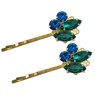 Stranded Treasures Green Rhinestone Hair Clips