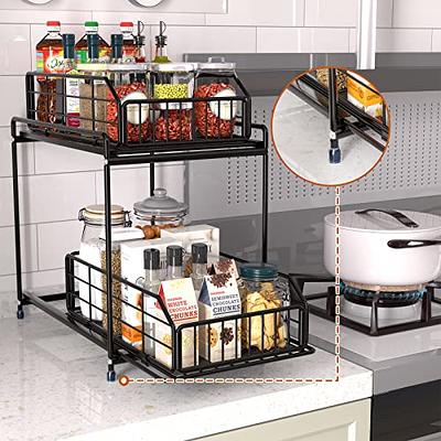 Hearth and Harbor Under Sink Organizer, Bathroom Cabinet Organizer, Utility Hooks and Side Caddy for Under Cabinet Storage, None Slip Grip Under