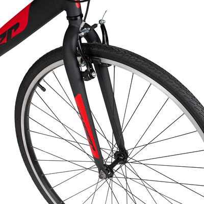 Hyper Bicycle 700c Men s Spin Fit Hybrid Bike Black and Red