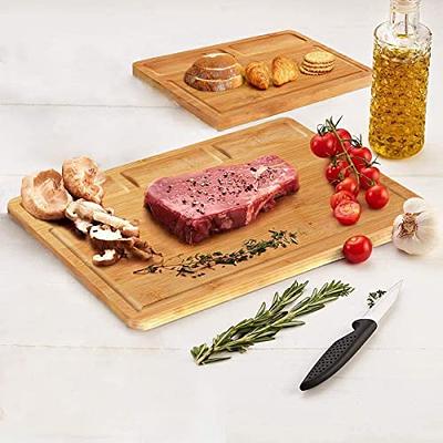 Cutting Boards,Large Bamboo Chopping Board, Built-In 3 Compartments And  Juice Grooves, Charcuterie Board for Kitchen Counter Meat (Butcher Block)