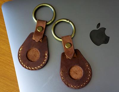 Personalized Leather AirTag Keychain Custom Apple AirTag Key 