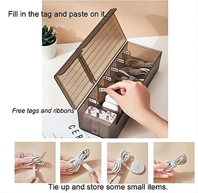 See-Through Charge Cable Organizer Box,Data Cable Management Box USB Cord  Sorter, Small Desk Accessories Organizer and Storage