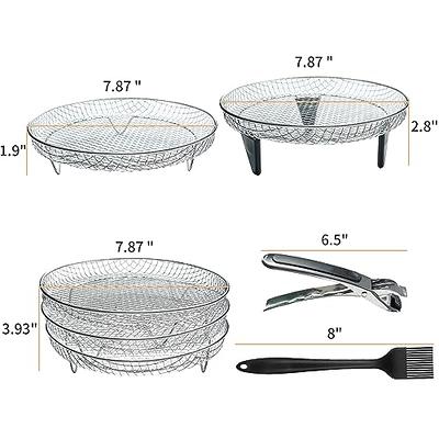 Air Fryer Three Stackable Dehydrator Racks 304 Stainless Steel Air Fryer Basket Tray Air Fryer Accessories Dishwasher Safe Fit for Oven and Press