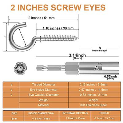 ECKJ Small Screw Eye Hooks Metal Eye Hook 90 Pieces Black Zinc