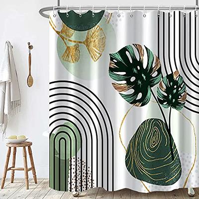 Mid Century Shower Curtain Set Boho Shower Curtain Set With Rugs,abstract  Bathroom Decor Accessories Waterproof Shower Curtain For Bathroom With Mat