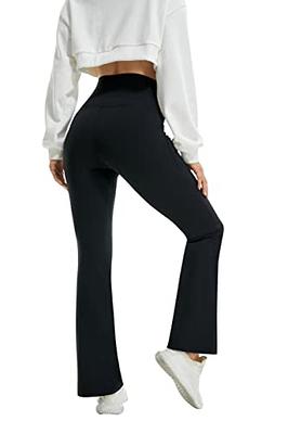 FireSwan Womens Crossover Flare Leggings with Pockets Bootcut