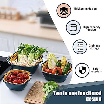 6pcs Food Drain Basket Double Layer Fruit and Vegetable Washing Basket  Kitchen Drainers Supplies Kitchen Gadgets and Accessories