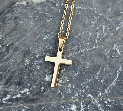 Large 3 Crosses 3 Bar Necklace Waterproof 3 Layer Gold Triple Cross  Stainless Steel and Chain Christian Jewelry Catholic Orthodox Crucifix