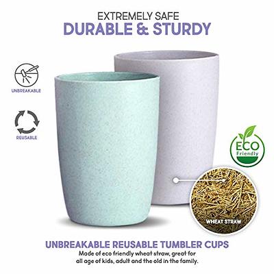 Wheat Straw Plastic Coffee Cups / Mugs with Handles (Sets for 4) - Unbreakable / Nonbreakable, Lightweight-Kids,Toddlers,Adults & Elderly, White