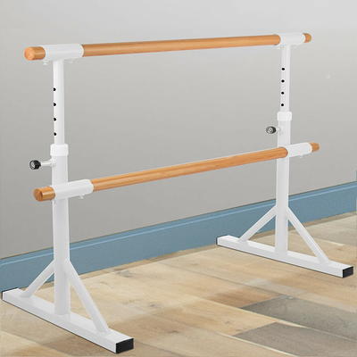 Gymax 4' Portable Double Freestanding Ballet Barre Stretch Dance Bar Height  Adjustable