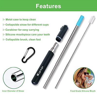 Friendly Straw Collapsible Straws Reusable with Case - Telescopic Travel  Straw with Silicone Mouthpiece, Case and Cleaning Brush (2 Pack)