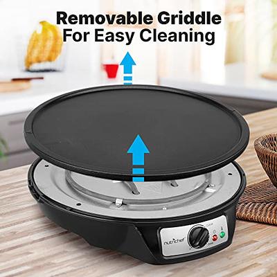 Detachable Electric Crepe Maker Griddle - Griddle Easy Cleaning Nonstick 12  Inch, Adjustable Temperature Control, Wooden Spatula & Batter Spreader