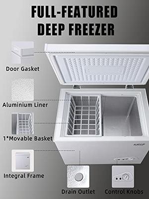 TABU Chest Freezer, 5.0 Cu Ft Deep Freezer with Adjustable Temperature, Compact  Freezer with Top Open Door (White) 