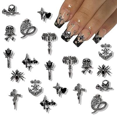 Black Acrylic Nails - Halloween - Gothic Nail Design 