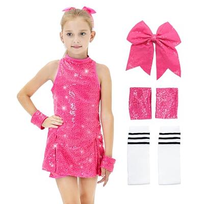 YEAHDOR Kids Girls 2 Piece Dance Gymnastics Outfit Suit Metallic