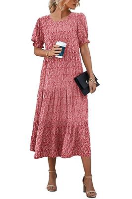 PRETTYGARDEN Women's Summer Casual Boho Dress Floral Print Ruffle Puff  Sleeve High Waist Midi Beach Dresses (Red,X-Large) - Yahoo Shopping