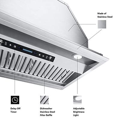 FIREGAS Range Hood 30 inch Under Cabinet Range Hood with 2 Speed Exhaust  Fan,Ducted/Ductless Convertible,Rocker Button Control,300 CFM, White Vent