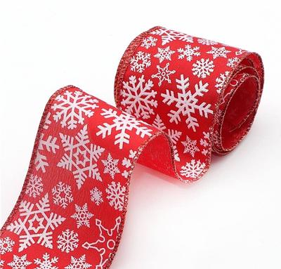 Christmas Snowflake Ribbon, Christmas Ribbon, Christmas Snowflake 10 Yards,  Print Wired Ribbon, 2 1/2 Inch Ribbon, Cut Ribbon
