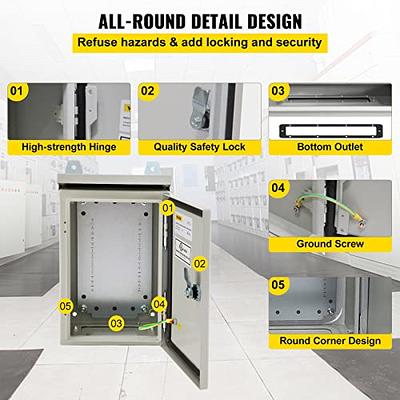 Electrical Enclosure 16 in. x 12 in. x 6 in. NEMA Waterproof Junction Box  Steel with Mounting Plate for Outdoor Indoor