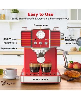 Galanz 2-Cup Retro Espresso Machine with Milk Frother - Red - Yahoo Shopping