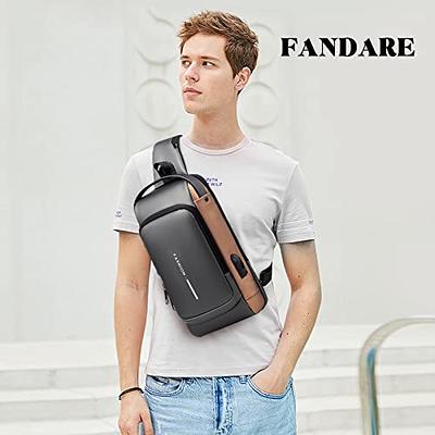 Sling Bags Mens Anti-theft Chest Bag Small Shoulder Bag Crossbody Bags Outdoor Waterproof Casual Man Bags with USB Charging Port Lightweight Sling Bag