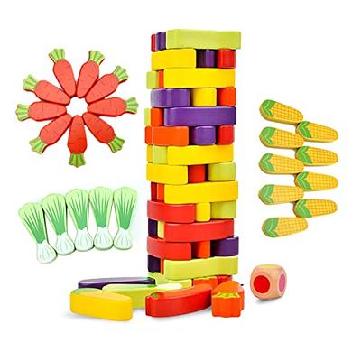 Wooden Blocks Stacking Tumbling Tower Games for Kids Ages 6 and up, 54 Pcs