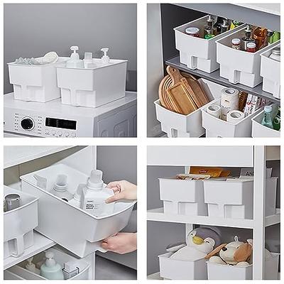 Typutomi Kitchen Cabinet Storage Bins with Handle, Plastic Stackable  Organizer Storage Bin Food Storage Organizer Under Sink Organizer(White) -  Yahoo Shopping