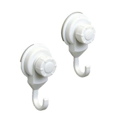 iDesign Cade Push Lock Suction Hook, Set of 2, White