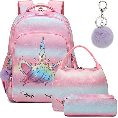  Jumpopack Rainbow Backpack for Girls School Backpack for  Elementary Girls Backpack with Lunch Box Set Lightweight Water Resistance  Back to School Bag Preschool Kids Bookbag,Rainbow Print